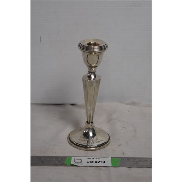 Hallmarked silver candlestick 1922