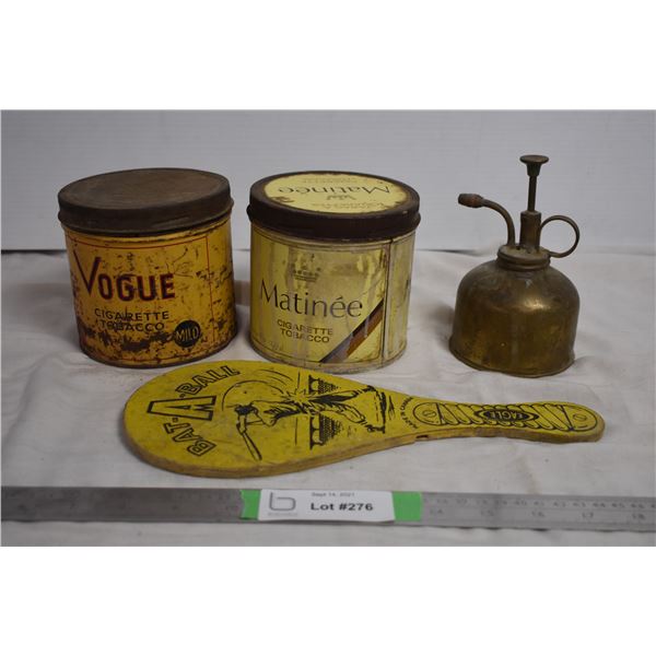Eagle paddle + matinee/vogue tins + brass oil tins
