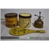 Image 1 : Eagle paddle + matinee/vogue tins + brass oil tins