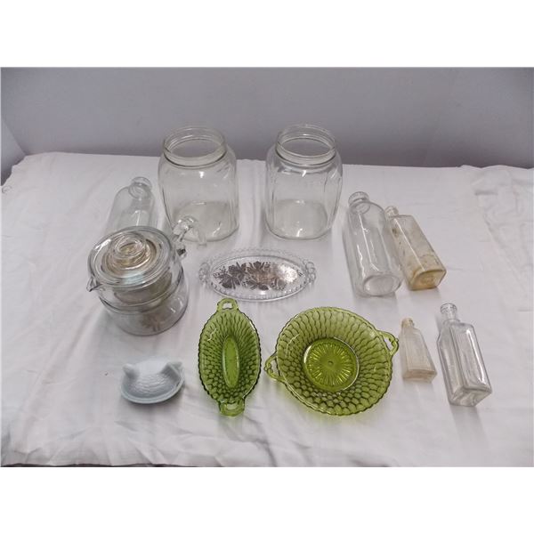 Pyrex Coffee Perk + misc jars + glassware