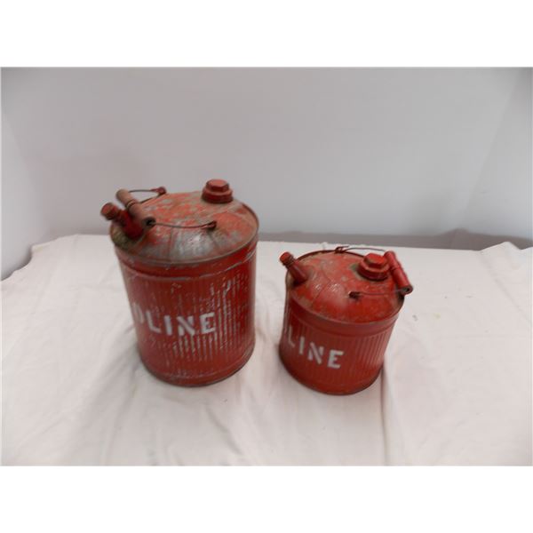 two tin gas cans