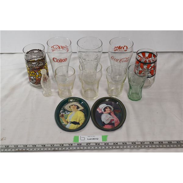 Assorted Coca Cola cups with mini coke trays