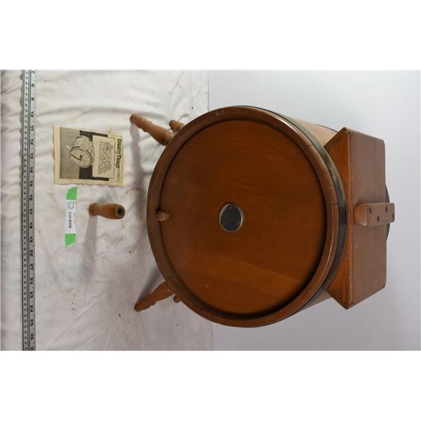 Cedar or Redwood butter churn. Broken handle.