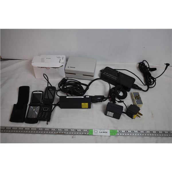 Vintage Cell phones + various power adapters
