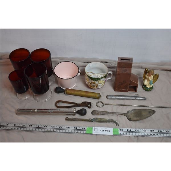 Vintage Lot - shaving Cup, glasses, misc