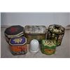Image 3 : Tote with various collectable tins + CPR insulator (chipped) + various vases