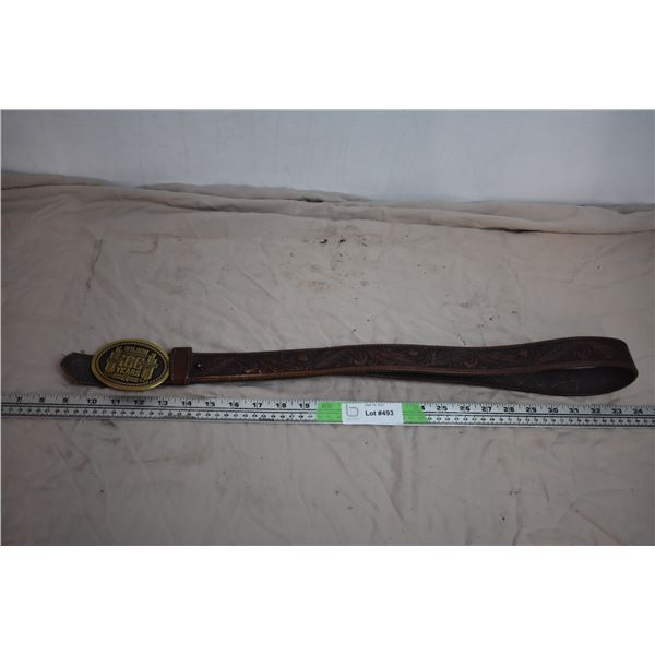 Leather belt with buckle