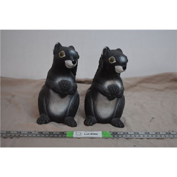 (2) outdoor squirrel ornaments