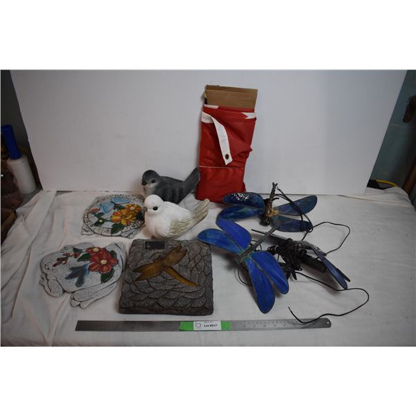 garden ornaments – stone pads (dragonfly ornaments glued otgether)