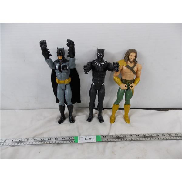 Batman, aquaman, black panter action figures 12"