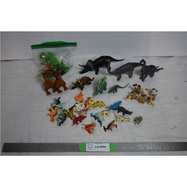 miniature fuzzy bear pins + dinosaurs