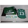 Image 1 : Saskatchewan Roughriders flag + gainer bag, misc