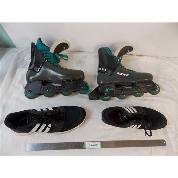 Rollerskates (size 10? - damaged wheel) + shoes (size 13 - used)