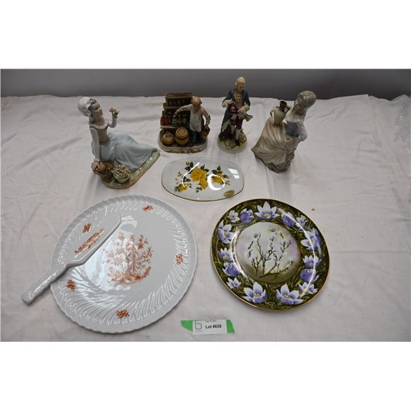 Cake plate, glassware, ceramic ornaments