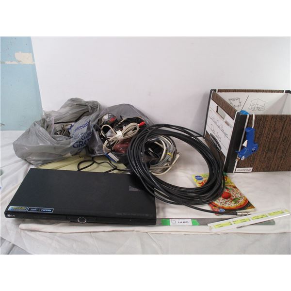 LG DVD CD player, coax cable, a/v cords plus misc