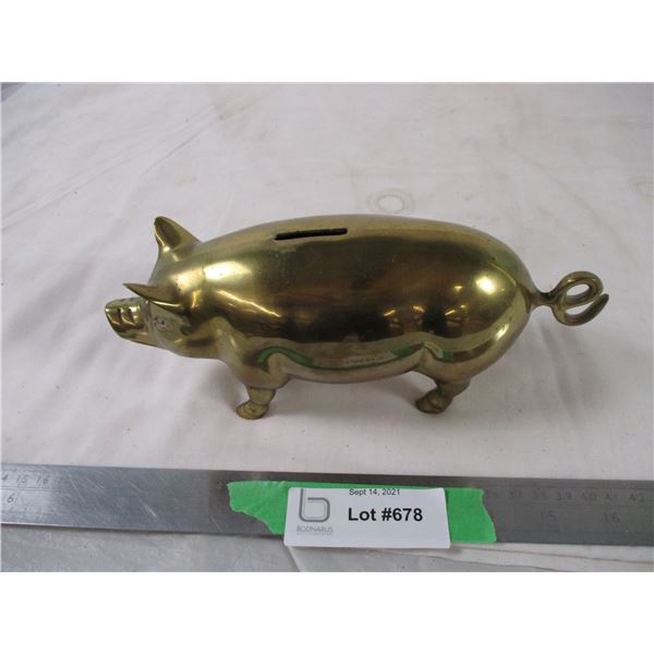 Brass pig coin bank