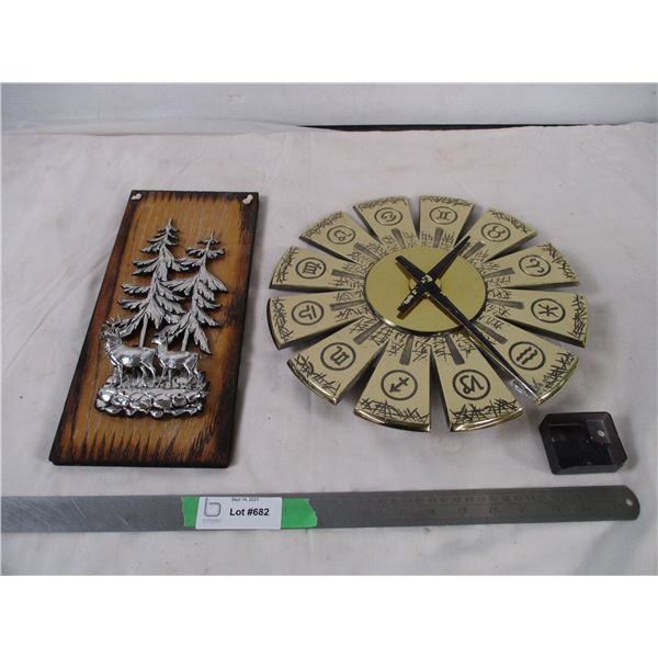 Heavy battery operated clock plus wall hanging