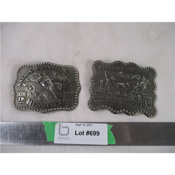 Hesston national finals rodeo 1986, 87 belt buckles (2)