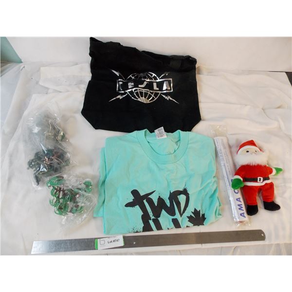 Tesla Bag, Pewter Avatar Keychains, Vintage Plastic Soldiers,Santa TY Beanie, T-shirt, AMA CUB model