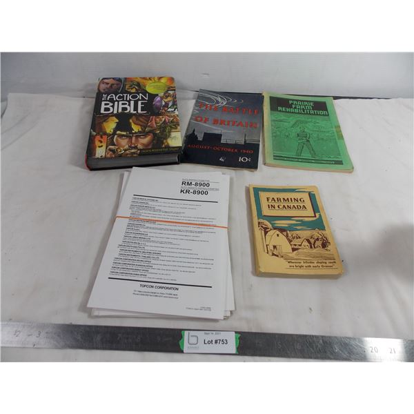 The action bible + the battle of britain + farming in canada + other misc manuels