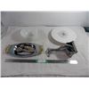 Image 1 : Silver Tray + ceramic bowl + cake holder + fruit juicer