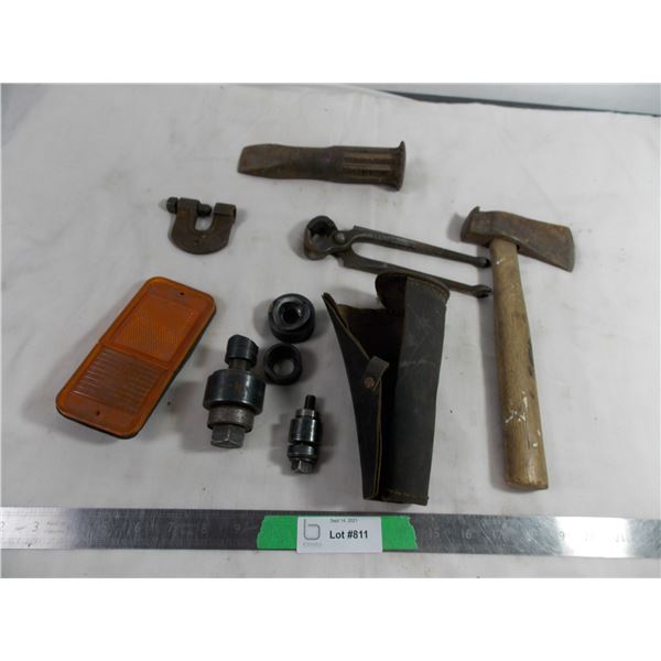 C clamp + Chizle + hatchet + other misc items