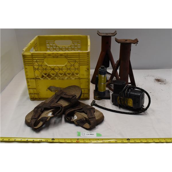 Vintage jackstands + sandals in dairyland crate