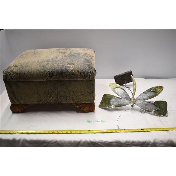 Footstool with dragon fly ornament