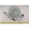 Image 1 : Kitchen items - large glass bowl, rolling pin, slap chop