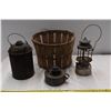 Image 1 : Basket with vintage lantern parts