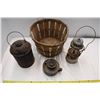 Image 2 : Basket with vintage lantern parts