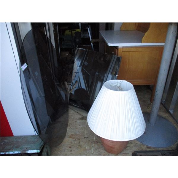 mirror, glass top + lamp (40" diameter glass)