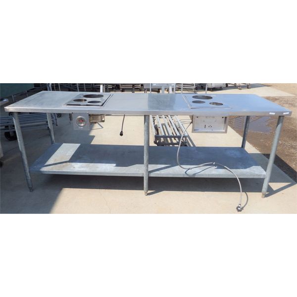 Used 30''x96'' SS Table with Heated Bins