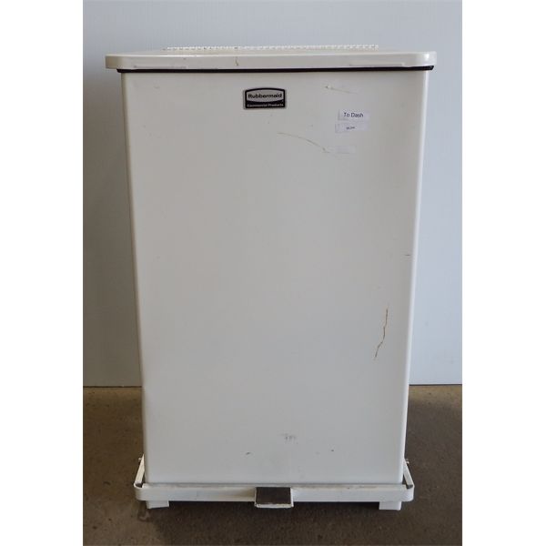 Used - Rubbermaid White Trash Can with Foot Push Lid