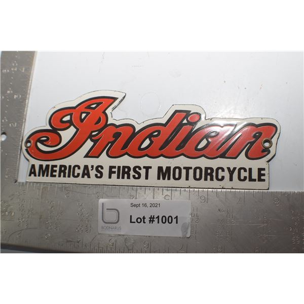 HEAVY  PORCELAIN INDIAN MOTORCYCLE  SIGN FANTASY