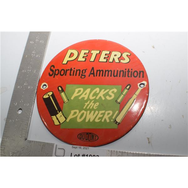 HEAVY  PORCELAIN PETERS AMMUNITION  SIGN FANTASY
