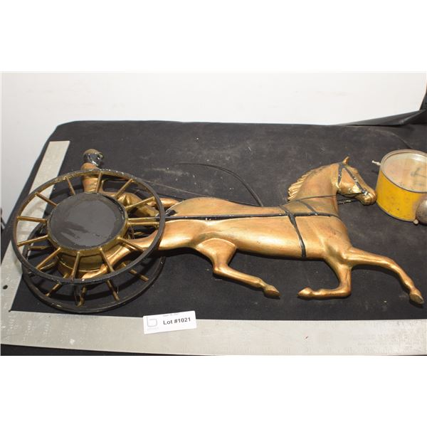 LARGE 2' CAST CLOCK MISSING WORKS BUT OLD CLOCK INCLUDED TO COMPLETE UNIT