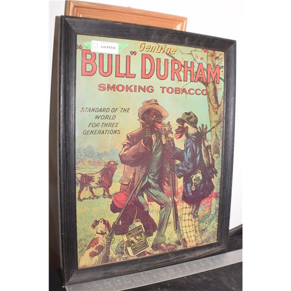 24.5 BY 19.5 FRAMED BULL DURHAM TOBACCO POSTER / BLACK AMERICANA