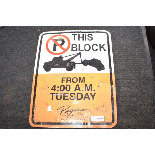 REGINA SASK PARKING SIGN 18X24"