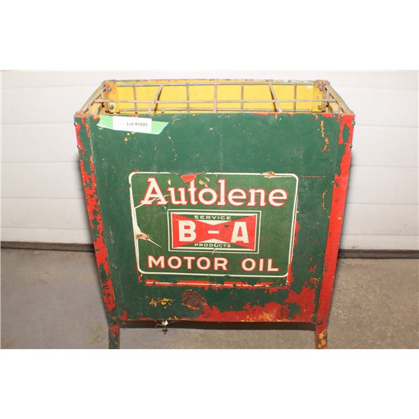 ANTIQUE B/A BRITISH AMERICAN BOWTIE  OIL JAR RACK / HAS SIGN UNDER EXISTING SIGN