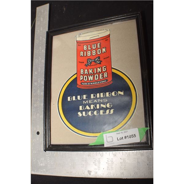 FRAMED BLUE RIBBON BAKING POWDER PICTURE