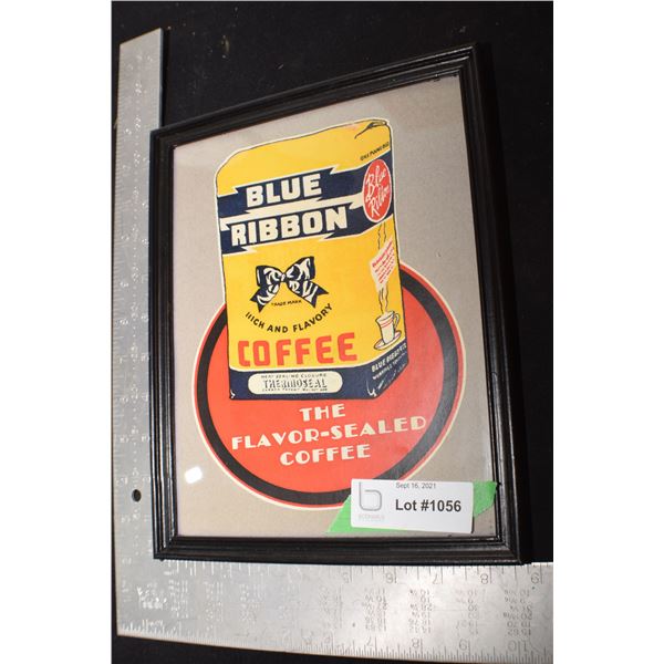 FRAMED BLUE RIBBON COFFEE PICTURE