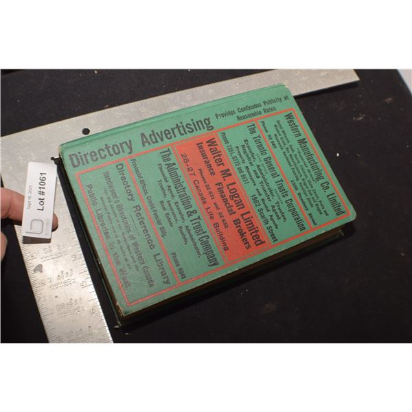 1942 WWII  REGINA  BUSINESS DIRECTORY