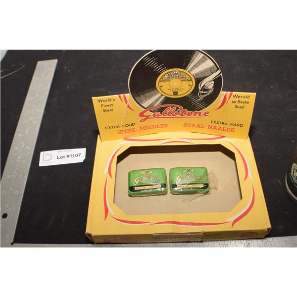 GALLOTONE PHONE NEEDLE STORE DISPLAY BOX AND 2 NOS NEEDLE TINS