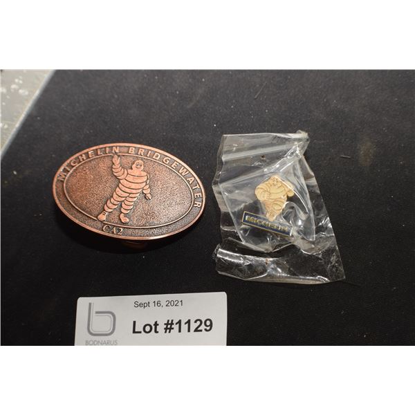 MICHELIN TIRES ADVERTISING BELT BUCKLE AND PIN