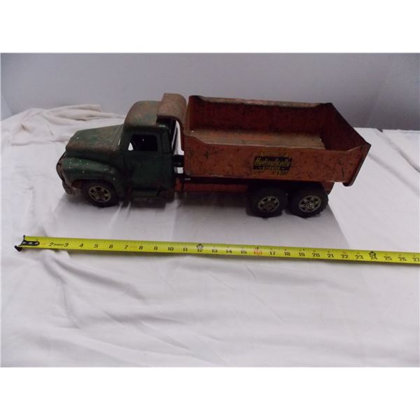 Vintage Tin Buddy L Dump Truck - all original - 22" long