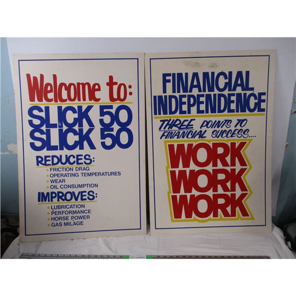 2X The Money - vintage cardboard advertising signs - 22x32