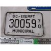 Image 3 : 1969, 1970 BC Exempt Municipal plates (3)