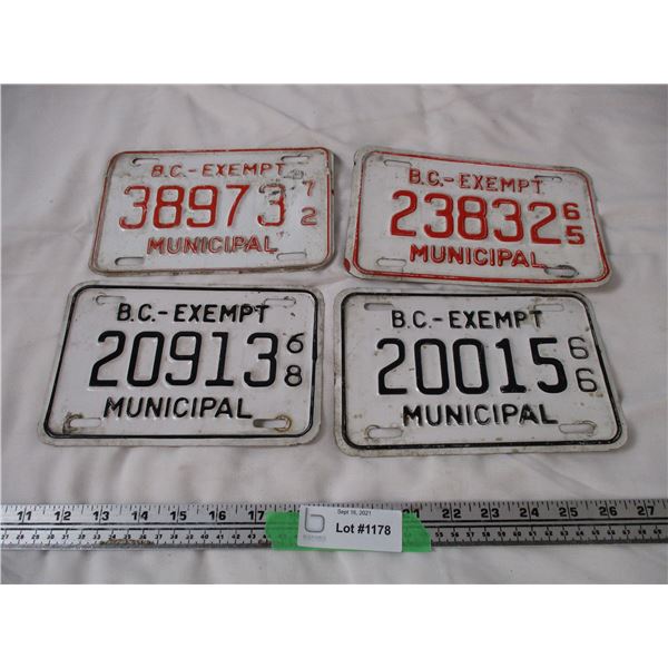 1965,66,68,72 BC License Plates (4)