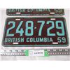 Image 2 : Pair of 1959 BC License Plates (2)